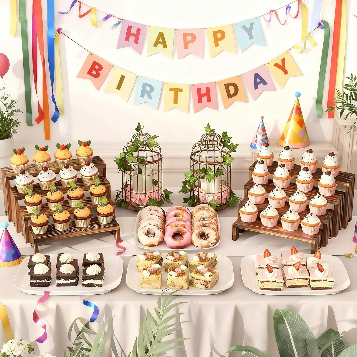 2 Tier Wooden Cupcake Stand Se - Display Risers Set recensione e prezzo